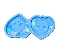 MUUYYI Holographic Skull Heart Mold Silicone Jewelry Pendant Resin Mold Sparkling Heart Shape Epoxy Mold Earring Charm Mold