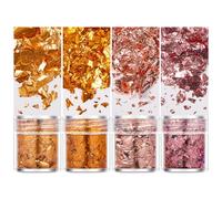 MUUYYI Luxurious Gold Leaf Flakes for Resin Crafts and Nail Art Foil Decorative Paper Dazzling Gold Flakes for Artistic Project