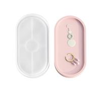 MUUYYI Oval Tray Coaster Mold Epoxy Resin Mold Plate Dish Cup Mat Silicone Mould Crafts Jewelry Holder Organizers Molds