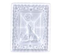 MUUYYI Wall Hanging Moulds Moon Wolf Photo Frame Silicone Moulds Epoxy Resin Mould for Craft Valentines Home Decoration