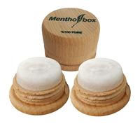 Muvax Menthol Box Menthol Stone, Migraine Stone, Spa Massage, Natural Menthol Crystals, Helps Relieve Migraines and Headaches, Round Wooden Holder with Screw Cap (2 x 6 g)