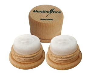 Muvax Menthol Box Menthol Stone, Migraine Stone, Spa Massage, Natural Menthol Crystals, Helps Relieve Migraines and Headaches, Round Wooden Holder with Screw Cap (2 x 6 g)