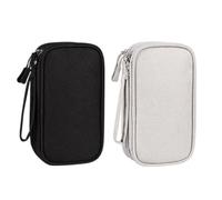 Muwaloe Cable Travel Organiser Electronic Charger Case Tech Tidy Bag Pouch | Double-Layer Cases, 21.6 X 12.7 X 5.6 cm with Water-Repellent Fabric, Mesh Pockets and Wrist Straps（Black/Grey）