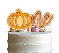 MUWEOL Pumpkin One Cake Topper - Halloween Pumpkin Wooden Cake Topper, Fall Theme First Birthday Party Decoration,Thanksgiving Day Party Supplies (pumpkin One Topper)