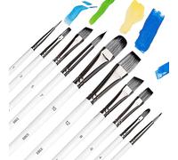 MUWINC Acrylic Watercolour Paint Brush Set for Art, 10 PCS, White | Artists Chalk Paint Brushes for Oil Painting, Gouache, Tempera, Face Painting, etc.