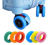 MUWINC Suitcase Wheels Covers Protectors - Upgraded 8 PCS Anti-Noise Silicone Wheel Protective Covers, Side Width 10 mm for Suitcases or Office Chair Caster(Blue)