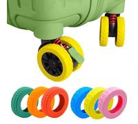 MUWINC Suitcase Wheels Covers Protectors - Upgraded 8 PCS Anti-Noise Silicone Wheel Protective Covers, Side Width 10 mm for Suitcases or Office Chair Caster(Yellow)