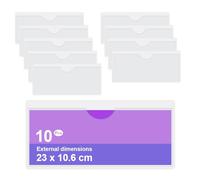 MUWINC Transparent PVC Card Sleeves - 10 Pcs Self-Adhesive Card Protectors for Homes, Offices, Supermarkets, Archives, etc (23 x 10.6 cm)