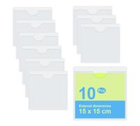 MUWINC Transparent PVC Card Sleeves - 10 Pcs Self-Adhesive Card Protectors for Homes, Offices, Supermarkets, Archives, etc (15 x 15 cm)