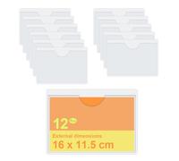 MUWINC Transparent PVC Card Sleeves - 12 Pcs Self-Adhesive Card Protectors for Homes, Offices, Supermarkets, Archives, etc (16 x 11.5 cm)