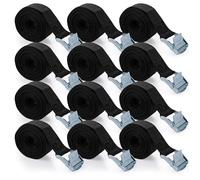 MUXHEL 12PCS Tie Down Straps 2m x 25mm Ratchet Straps Heavy Duty Roof Rack Straps Adjustable Cargo straps with Buckles for Motorcycle Car Trucks Luggage 250kg Loading Capacity
