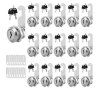MUXHEL 16 Set Cabinet Lock 16mm Cam Locks with Keys & 2 Different Plates Security LetterBox Lock Mailbox Post Box Lock for Cabinet Mailbox Drawer Wardrobe Letter Box