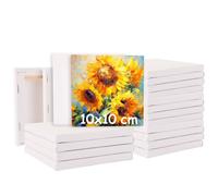 MUXHEL 20 PCS Small Canvases for Painting 10x10cm Mini Canvas Blank Canvases 1cm Thick Pre-Stretched Painting Canvas Boards for Acrylic & Oil Artist Painting, Sketching, Drawing