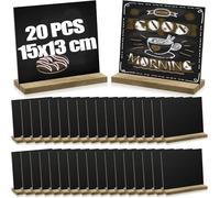 MUXHEL 20PCS Mini Chalkboard Signs 15x13 cm Mini Chalk Boards Wooden Small Chalk Boards with Stands Mini Blackboards for Message Signs School Wedding & Party Event Decoration