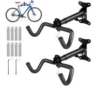 MUXHEL 2PCS Bike Wall Mount Bike Rack Wall Adjustable Extendable Wall Mounted Bike Rack with Soft Padding Protection Bike Hooks for Wall Home & Garage-Max Load Capacity 30KG