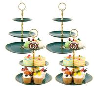 MUXHEL 4 SET 3 Tier Cake Stand Plastic 34cm Height Afternoon Tea Stands Round Cupcake Stand Cake Stands for Afternoon Tea Wedding Birthday Party