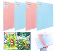 MUXHEL 4PCS A3 Diamond Art Folder 42x30 cm Diamond Art Storage Book with 30 Sleeves Protectors a3 Diamond Painting Storage Book for Painting Presentation-Blue+Pink