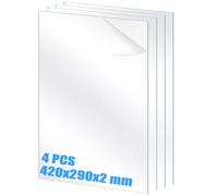 MUXHEL 4PCS A3 Perspex Sheet 42x29 cm Perspex Sheets Cut to Size 2mm Thick Clear Acrylic sheet Transparent Plexiglass Sheet for Crafting DIY Projects Painting Calligraphy & Table Sign