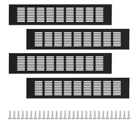 MUXHEL 4PCS Air Vent Grille Cover 80x400mm Kitchen Plinth Vent Black Vent Cover Aluminum Alloy Air Vent Cover for Cupboard Wardrobe Ventilation Radiator