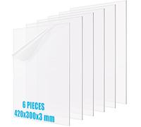 MUXHEL 6 Pcs Clear Acrylic Sheet, 420 x 300 x 3 mm Transparent Acrylic Sheets with Double-Sided Protective Film for Signs, Picture Frames, Displays, Crafts and DIY Projects