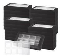 MUXHEL 60 Pcs Wax Melt Containers, 8-Cavity Plastic Wax Melt Molds with Kraft Paper Wax Melt Boxes, Black Gift Boxes for Wax Melts, Wax Candle Soap Making