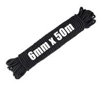MUXHEL 6mm Black Nylon Rope, 50m Multi-functional Polypropylene Rope for Camping, Outdoor, Crafting, Survival