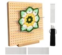 MUXHEL Blocking Board for Crochet Large 11 Inch Crochet Blocking Board and Pins Wooden Crochet Blocking Board Granny Square Blocking Board for Crochet and Knitting Project