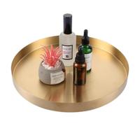 MUXHEL Decorative Round Tray, 30 cm Tray, Gold, Serving Tray, Decorative Plate, Stainless Steel Plate, Gold, Metal Decorative Tray for Advent Wreath, Plate, Dessert, Cosmetics, Jewellery, Candles