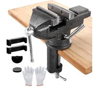 MUXHEL Vice 70mm, Bench Vice Clamp 360° Swivel Base Vices for Workbench, Heavy Duty Work Bench Clamp Table vice for Small DIY Craft Projects Sanding Drilling Welding-Black