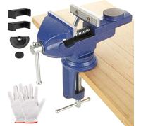 MUXHEL Vice 70mm, Bench Vice Clamp 360° Swivel Base Vices for Workbench, Heavy Duty Work Bench Clamp Table vice for Small DIY Craft Projects Sanding Drilling Welding-Blue