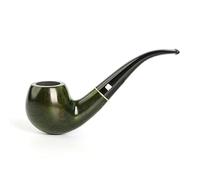 MUXIANG Briar Tobacco Pipe - Bent, Briar Wood, Handmade, Green, 9mm Filter, Cleaners, Scraper, Screen, Brush, Bag, Stand, Rack, Knife, Knocker
