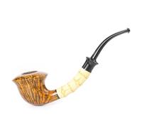 MUXIANG Bruyere Polished Gold Tobacco Pipe with Black Anti-Bamboo Mouthpiece Cumberland (Gold)