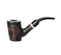 MUXIANG Ebony Tobacco Handmade Carving Pipe Saddle Bent Stems with Imitation Ivory Decorative Ring Smoking Pipe Gift Box and Accessories WGAC0025K01