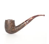MUXIANG Handmade Briar Tobacco Smoking Pipe with silver decorative ring 9mm Filter AA0525 (Sandblasted)