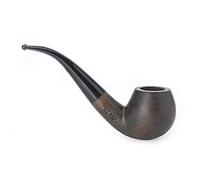 MUXIANG Handmade Ebony Tobacco Smoking Pipe with Bent Round Saddle Stem 10 Pipe Fittings Include AC0022