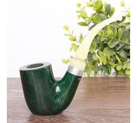MUXIANG Jade Green Coloring Briar Tobacco Pipe Collectible Vintage Design Wood Pipe Rusticated Finish (Col.4)