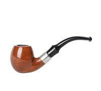 MUXIANG Rosewood Bent Tobacco Pipe with Metal Ring Decoration, 9mm Carbon Filter, Scraper, Screen, Bag, Brush, Box, Rubber Pipe Bits AD0038