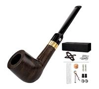 MUXIANG Straight Tobacco Pipe Ebony Wooden Pipe Handmade Pipe 9mm Filter 10 Pipe Cleaning Tools AC0016
