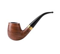 MUXIANG Tobacco Pipe Bent Billiard Pear Wood Pipe, 8mm Activated Carbon Filters replacements Cotton Cleaner Scrapter Brush Screens Stand Rubber Bits Pouch Corker wmad0052