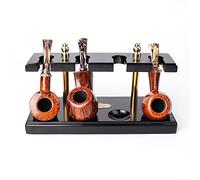 MUXIANG Wooden Rectangle Tobacco Pipe Stand for 5 Tobacco Smoking Pipes Durable Rack Handmade from Solid Wood FA0122 (Black)