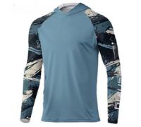MUXICU Men's Sun Protection Hooded T-shirts UPF 50+ Long Sleeve Quick Dry Breathable Hiking Go Fishing shirts UV-Proof TOPS