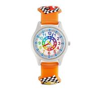 MUXIJIA Children's Educational Watch - Analogue Quartz Wrist Watches for Boys and Girls - 3D Cartoon Silicone Strap Watch for Children and Boys from 3-10 Years, B02/Car - Orange