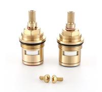 Muxios 3/4 Hot and Cold Pair Tap Cartridges Replacement Brass Ceramic Disc Tap Valve Insert Cartridge Quarter Turn Replacement for Bathroom Basin Faucet