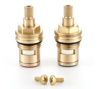 Muxios BSP 1/2" Thread Hot and Cold Pair Tap Cartridges Replacement Brass Ceramic Disc Tap Valve Insert Cartridge Quarter Turn Replacement for Bathroom Kitchen Faucet