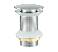 Muxios Pop Up Sink Plug Basin Sink Waste Slotted Pop Up Click Clack Sprung Plug Without Overflow for Bathroom Sink including Basket Chrome