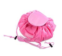 MUXItrade Lazy Drawstring Make up Bag Portable Large Travel Cosmetic Bag Pouch Travel Makeup Pouch Storage Organiser for Women Girl (Pink)