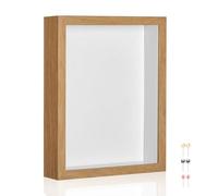 MUXIUNT 12x16 Shadow Box Picture Frame Display Case with Soft Linen Back-Thickened Panel,Large Brown Deep Shadow Box Frame 12x16 for Jersey Graduation Items Flower Craft Memorial Gifts