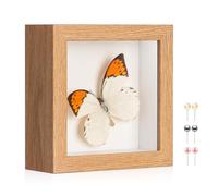 MUXIUNT 3d Deep Shadow Box Frame 4x4in with Real Glass Panel and Soft Linen Back, 4x4in(10.16x10.16cm) Brown 3d Deep Picture Photo Frames Box Display Nsect Specimen Baby Wedding Graduation Souvenir
