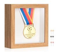 MUXIUNT 3d Deep Shadow Box Frame 5x5in with Real Glass Panel and Soft Linen Back, 5x5in(12.7x12.7cm) Brown 3d Deep Picture Photo Frames Box Display Insect Medal Display Pet Photo Flower Craft