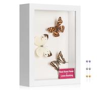 MUXIUNT 3d Deep Shadow Box Frame 5x7in with Real Glass Panel and Soft Linen Back, 5x7in(12.7x17.78cm) White 3d Deep Picture Photo Frames Box Display Insect Medal Display Pet Photo Flower Craft